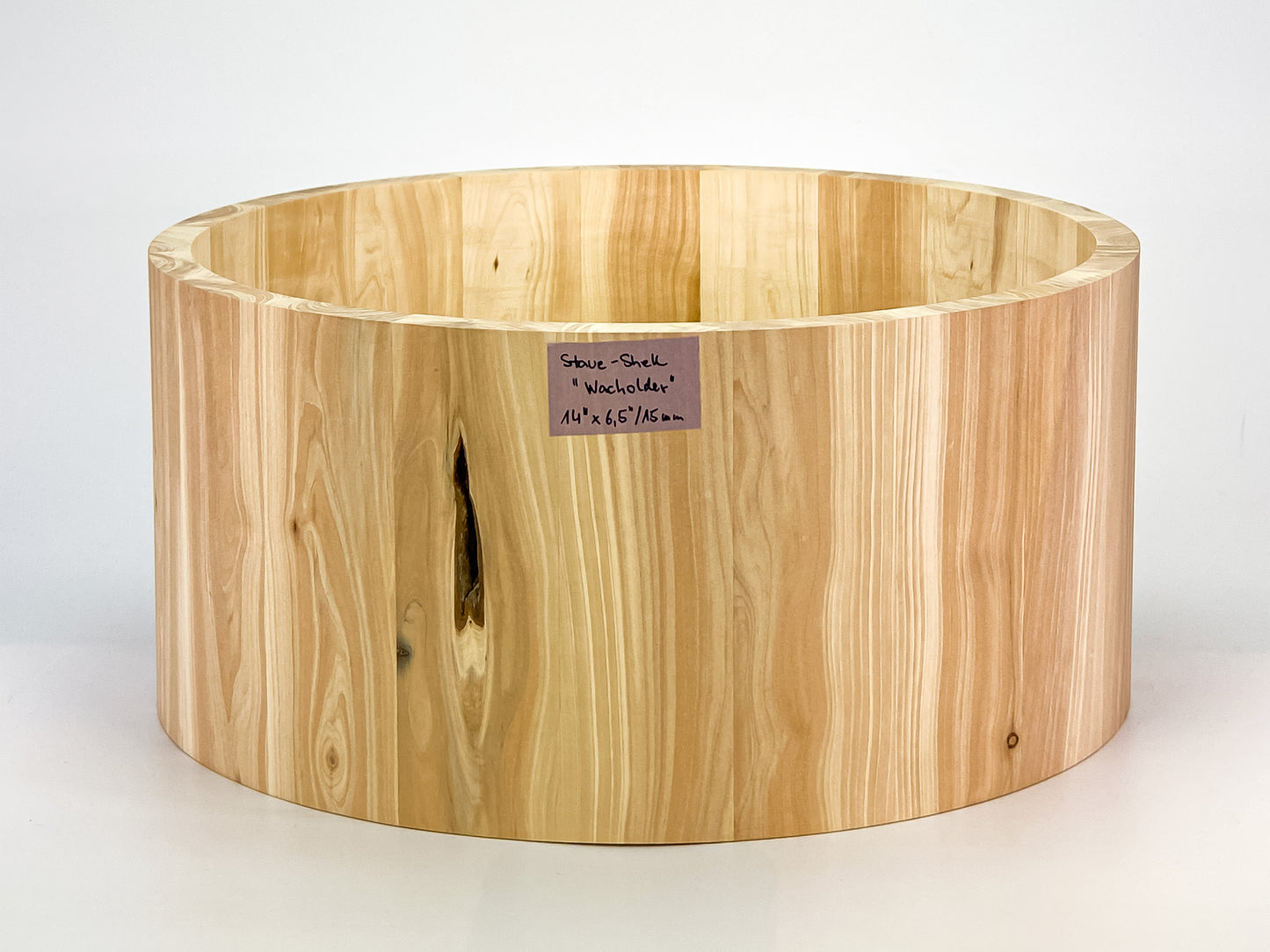 Wacholder/Juniper Stave-Snarekessel 14" x 6,5", "One of a Kind" 15 mm
