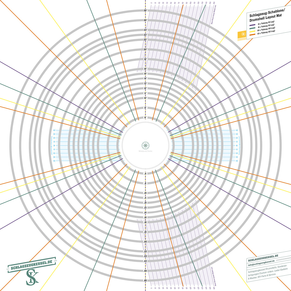 Schlagzeugkessel Drum Shell Layout-Mat auf Papier 76 cm x 76 cm