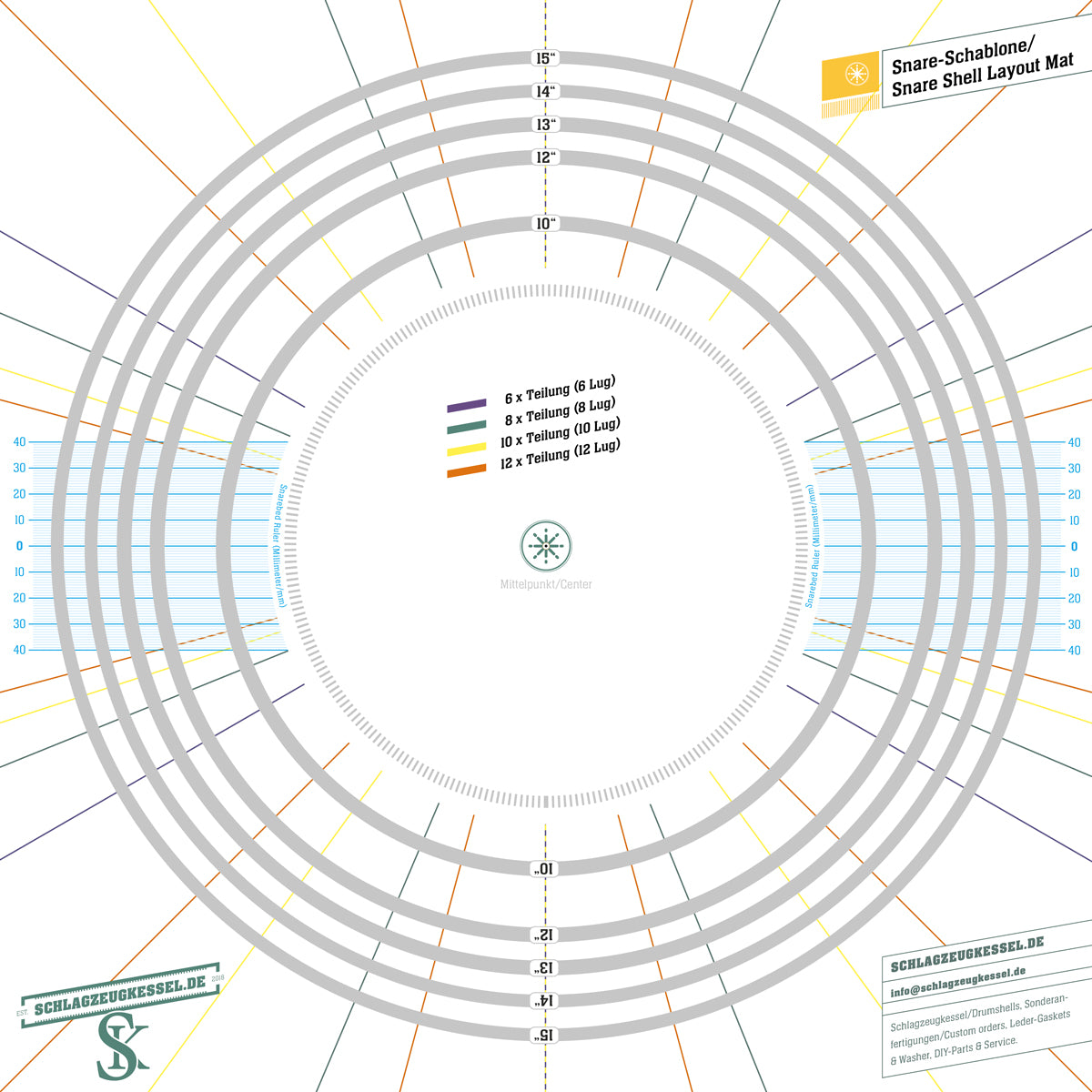 NEU! Schlagzeugkessel Snare-Drum Layout-Mat (Digital PDF Download)